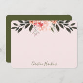 パーソナライズされた赤面ピンクウォーター色の緑モダン色 ノートカード (正面/裏面)