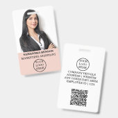 パーソナライズされた赤面ピンクガーリースモダンスタッフ バッジ (Front & Back)