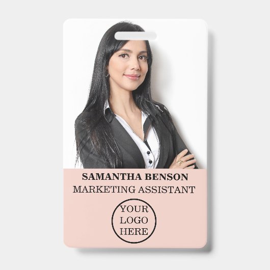 パーソナライズされた赤面ピンクガーリースモダンスタッフ バッジ (Front)