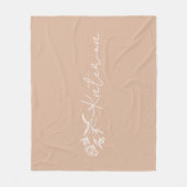 パーソナライズされた赤面ピンクフローラ名 フリースブランケット (正面)