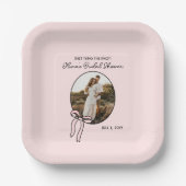 パーソナライズされた赤面ピンクブライダルシャワー紙プレート ペーパープレート (正面)