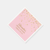パーソナライズされた赤面ピンクローズ金ゴールドブライダルシャワー スタンダードカクテルナプキン (角)