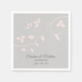 パーソナライズされた赤面ピンクローズ&グレイ(グレイ結婚) スタンダードカクテルナプキン