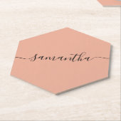 パーソナライズされた赤面ピンク書名 ペーパーコースター (アングル)