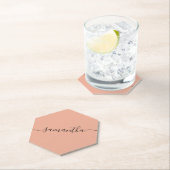 パーソナライズされた赤面ピンク書名 ペーパーコースター (インサイチュ)