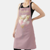 パーソナライズされた赤面ピンク金ゴールドバルーンガーリー エプロン (インサイチュ)