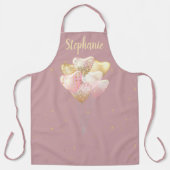 パーソナライズされた赤面ピンク金ゴールドバルーンガーリー エプロン (正面)