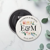 パーソナライズされた赤面フローラ結婚式の引き出物ボタン 栓抜き
