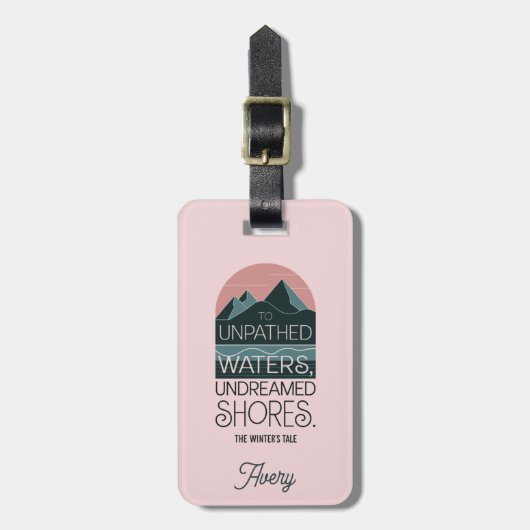 パーソナライズされた赤面モダンピンクシェイクスピア引用文 ラゲッジタグ (正面縦)