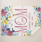 パーソナライズされた赤面花付きママ用毛布 シェルパブランケット (正面(横))