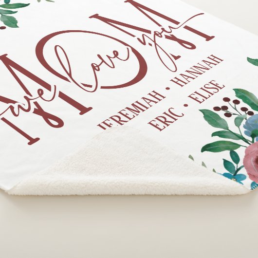 パーソナライズされた赤面花付きママ用毛布 シェルパブランケット (3/4)