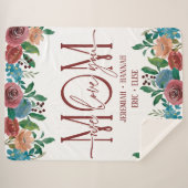 パーソナライズされた赤面花付きママ用毛布 シェルパブランケット (正面(横))