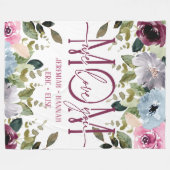 パーソナライズされた赤面花付きママ用毛布 フリースブランケット (正面(横))