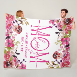 パーソナライズされた赤面花付きママ用毛布 フリースブランケット