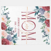 パーソナライズされた赤面花付きママ用毛布 フリースブランケット (正面(横))