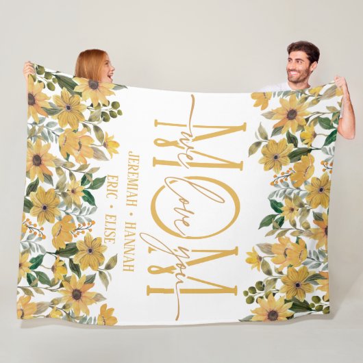 パーソナライズされた赤面花付きママ用毛布 フリースブランケット (インサイチュ)