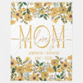 パーソナライズされた赤面花付きママ用毛布 フリースブランケット (正面)