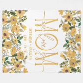 パーソナライズされた赤面花付きママ用毛布 フリースブランケット (正面(横))