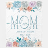 パーソナライズされた赤面花付きママ用毛布 フリースブランケット (正面)