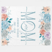 パーソナライズされた赤面花付きママ用毛布 フリースブランケット (正面(横))