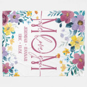 パーソナライズされた赤面花付きママ用毛布 フリースブランケット (正面(横))