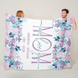 パーソナライズされた赤面花付きママ用毛布 フリースブランケット