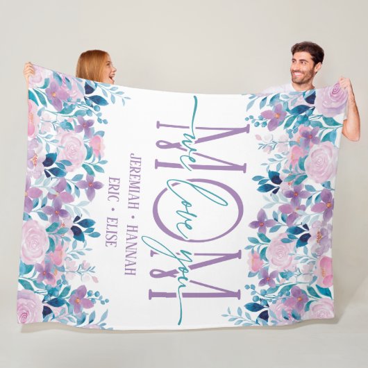 パーソナライズされた赤面花付きママ用毛布 フリースブランケット (インサイチュ)