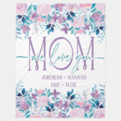 パーソナライズされた赤面花付きママ用毛布 フリースブランケット (正面)