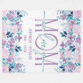 パーソナライズされた赤面花付きママ用毛布 フリースブランケット (正面(横))