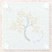 パーソナライズされた踊りツリーオリーブグリーン ガラスコースター (裏面)