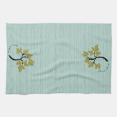 パーソナライズされた踊りツリーオリーブグリーン キッチンタオル (横)