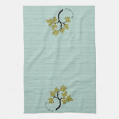 パーソナライズされた踊りツリーオリーブグリーン キッチンタオル (縦)