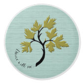 パーソナライズされた踊りツリーオリーブグリーン セラミックノブ (正面)