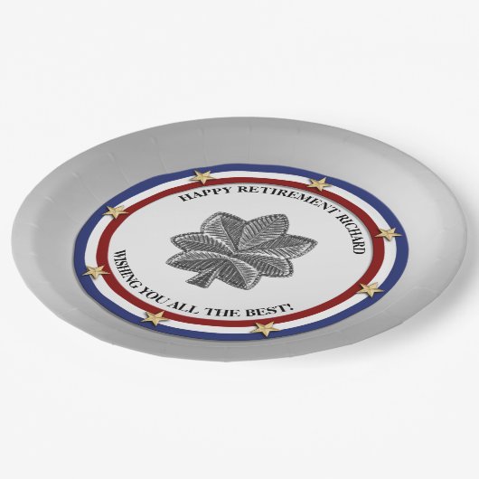 パーソナライズされた軍事退職パーティー ペーパープレート (アングル)