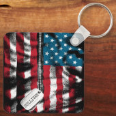 パーソナライズされた軍隊ソルダードッグラベルUSA国旗 キーホルダー (裏面)