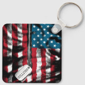パーソナライズされた軍隊ソルダードッグラベルUSA国旗 キーホルダー (裏面)