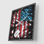 パーソナライズされた軍隊ソルダードッグラベルUSA国旗 スクエア壁時計 (傾斜)