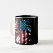 パーソナライズされた軍隊ソルダードッグラベルUSA国旗 ツートーンマグカップ (正面左)