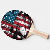 パーソナライズされた軍隊兵の犬タグUSA国旗 卓球ラケット (横)