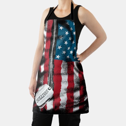 パーソナライズされた軍隊兵士ドッグタグUSA国旗 エプロン (インサイチュ)