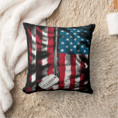 パーソナライズされた軍隊兵士ドッグタグUSA国旗 クッション (ブランケット)