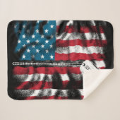 パーソナライズされた軍隊兵士ドッグタグUSA国旗 シェルパブランケット (正面(横))