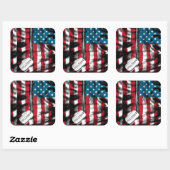 パーソナライズされた軍隊兵士ドッグタグUSA国旗 スクエアシール (シート)