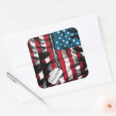 パーソナライズされた軍隊兵士ドッグタグUSA国旗 スクエアシール (封筒)