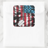パーソナライズされた軍隊兵士ドッグタグUSA国旗 スクエアシール (バッグ)