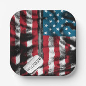 パーソナライズされた軍隊兵士ドッグタグUSA国旗 ペーパープレート (正面)