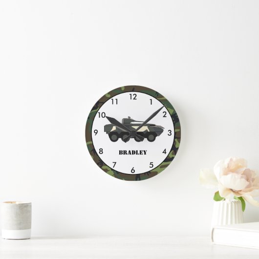 パーソナライズされた軍隊迷彩柄丸時計 ラウンド壁時計 (ホーム)
