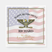 パーソナライズされた軍隊退職パーティー スタンダードランチョンナプキン (正面)