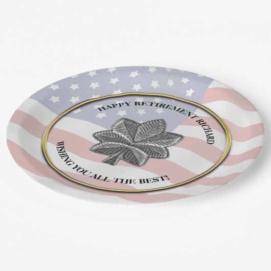 パーソナライズされた軍隊退職パーティー ペーパープレート (アングル)
