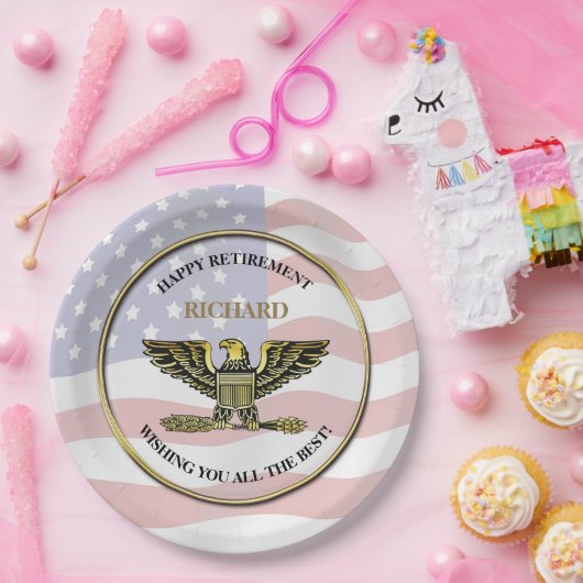 パーソナライズされた軍隊退職パーティー ペーパープレート (パーティー)